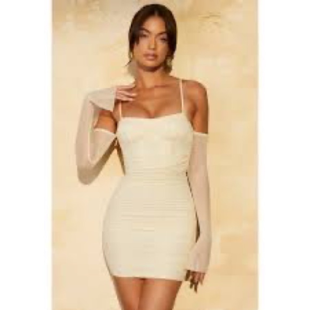 NWT Oh Polly mesh off shoulder ruched dress